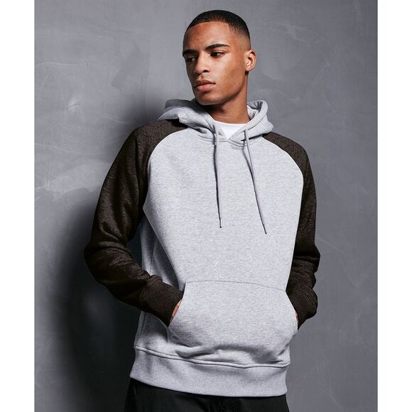 Build Your Brand Mens BasicHoodie / Heather Grey/Black